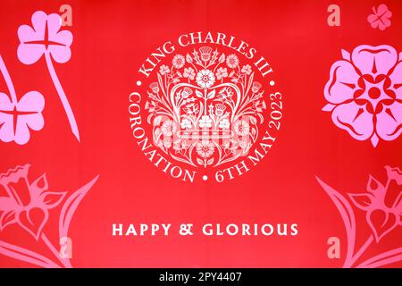 Londra, Regno Unito. 30 aprile 2023. Emblema dell'incoronazione. Incoronazione di re Carlo III © Waldemar Sikora Foto Stock