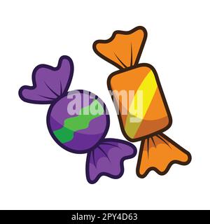 Caramella trick or treat. Illustrazione vettoriale dell'icona di Halloween Illustrazione Vettoriale