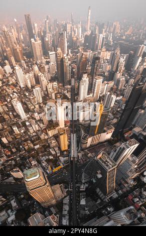 Veduta aerea del quartiere di Asoke a Bangkok, Thailandia Foto Stock