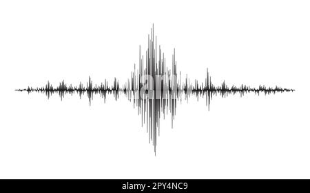 Onda sismografica da terremoto, grafico della frequenza sismica del sismometro, forma d'onda dell'ampiezza del vettore. Frequenza di magnitudine del terremoto o onda sismografica di Illustrazione Vettoriale