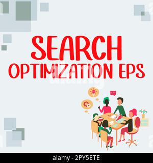 Scrittura visualizzazione testo ottimizzazione ricerca EPS. Concetto che significa l'atto o il processo di ricerca di qualcuno o qualcosa Foto Stock