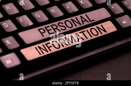 Visualizzazione concettuale delle informazioni personali. Business Concept ha registrato informazioni su un individuo identificabile Foto Stock