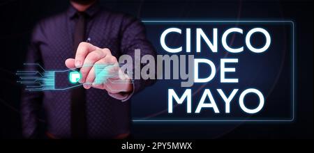 Didascalia concettuale Cinco De Mayo. Approccio commerciale celebrazione messicano-americana tenutasi il 5 maggio Foto Stock