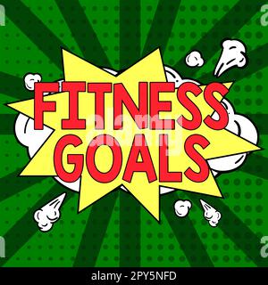 Scrittura visualizzazione testo Fitness Goals. Business concetto grasso sciolto costruire muscolo ottenere più forte condizionamento Foto Stock