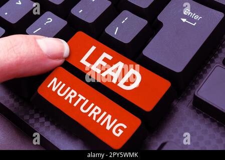 Didascalia concettuale Lead Nurturing. Metodo di concetto di affari di costruzione di un rapporto con i clienti potenziali Foto Stock