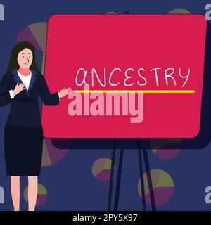 Esposizione concettuale Ancestry. Business vetrina la storia o il processo di sviluppo di un fenomeno oggetto idea o stile Foto Stock