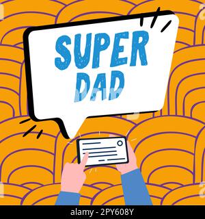 Visualizzazione concettuale Super papà. Panoramica aziendale Bambini idolo e super eroe un'ispirazione da guardare Foto Stock