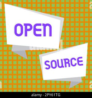 Segno di scrittura a mano Open Source. Idea di business che indica il software che il codice sorgente originale è liberamente disponibile Foto Stock