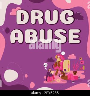 Ispirazione che mostra il segno abuso di droga. Concetto di Internet droga compulsiva che cerca l'assunzione abituale di droghe illegali Foto Stock