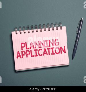 Applicazione di pianificazione delle didascalie concettuali. Richiesta di foto concettuale a un'autorità locale per il permesso di costruire Foto Stock