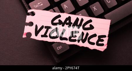 Visualizzazione concettuale Gang violenza. Panoramica aziendale violazione delle leggi provocata da un gruppo di criminali e gangster Foto Stock