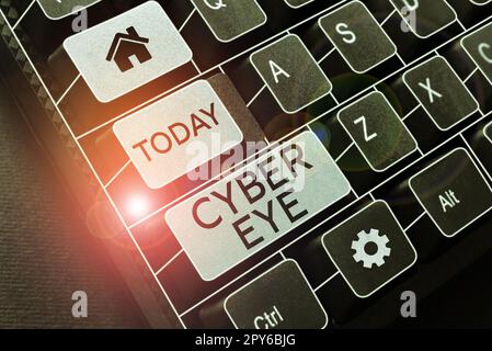 Didascalia concettuale Cyber Eye. Lo strumento di concetto si impegna nello sviluppo di tecnologie intelligenti nella sicurezza informatica Foto Stock