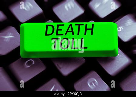 Scrittura visualizzazione testo morte Toll. Concetto che indica il numero di morti risultanti da un particolare incidente Foto Stock
