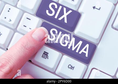 Scrittura del testo di visualizzazione Six Sigma. Tecniche di gestione dei concetti aziendali per migliorare i processi aziendali Foto Stock