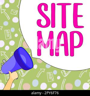 Visualizzazione concettuale Mappa del sito. Panoramica aziendale progettata per aiutare sia gli utenti che i motori di ricerca a navigare nel sito Foto Stock