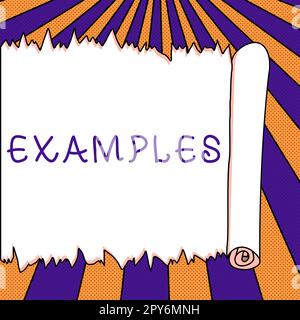 Testo che mostra esempi di ispirazione. Parola scritta sulla foto esempio di modello per seguire la spiegazione della Guida, ad esempio Foto Stock