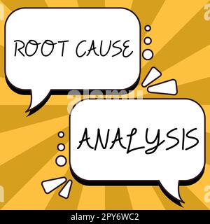 Segno che visualizza l'analisi della causa principale. Panoramica aziendale metodo di risoluzione dei problemi identificazione dei guasti o dei problemi Foto Stock