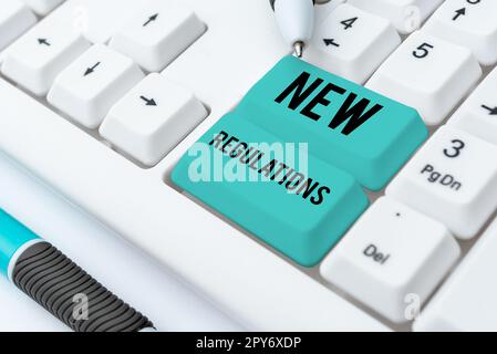 Didascalia concettuale nuove normative. Internet Concept Regulation che controlla l'attività normalmente utilizzata dalle regole. Foto Stock