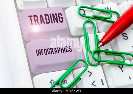 Ispirazione che mostra segno Trading Infoggraphics. Concetto Internet rappresentazione visiva di informazioni o dati commerciali Foto Stock