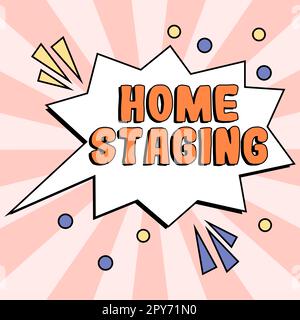 Scrittura visualizzazione testo Home Staging. Approccio aziendale preparazione di una residenza privata in vendita sul mercato immobiliare Foto Stock