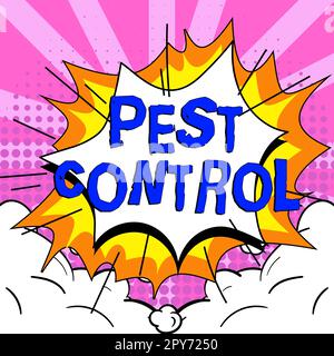 Didascalia testo che presenta Pest Control. Parola per uccidere insetti distruttivi che attacca raccolti e bestiame Foto Stock