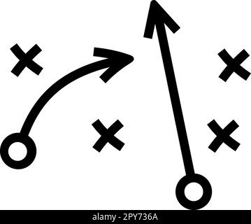 Icona lineare di frecce di strategia e croci come concetto tattico Illustrazione Vettoriale