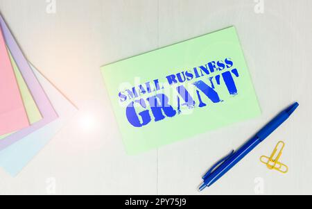 Scrittura visualizzazione testo Small Business Grant. Internet Concept un'azienda privata nota per le sue dimensioni limitate Foto Stock