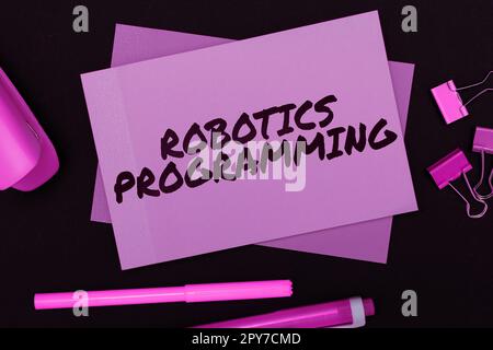 Programmazione robotica per scrittura a mano. Word scritto su software che usava per eseguire attività autonome Foto Stock