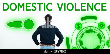 Testo che mostra ispirazione violenza domestica. Idea di business comportamento violento o abusivo diretto da una famiglia o un membro della famiglia Foto Stock