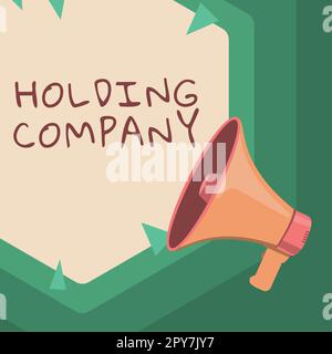 Scrittura con testo Holding Company. Concetto di business stock proprietà e altre attività finanziarie in possesso di qualcuno Foto Stock