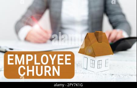 Ispirazione che mostra il segno Employee Churn. Il tasso di cambio di approccio aziendale dei lavoratori esistenti viene perso e aggiunto di nuovo Foto Stock