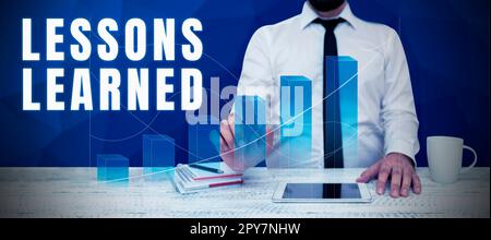 Lezioni di segno di scrittura della mano imparate. Parola per promuovere la condivisione e l'uso delle conoscenze derivate dall'esperienza Foto Stock