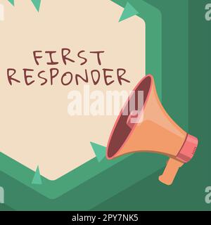 Segnale che visualizza il primo risponditore. Panoramica aziendale una persona responsabile dell'incidente Foto Stock