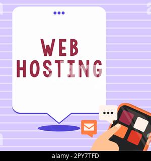 Didascalia di testo che presenta Web Hosting. Concetto di Internet l'attività di fornire spazio di archiviazione e accesso ai siti web Foto Stock