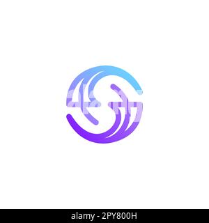 Modello vettoriale per il logo Letter S Media stile contorno lineare aziendale. Icona colorata del simbolo del logotipo Illustrazione Vettoriale