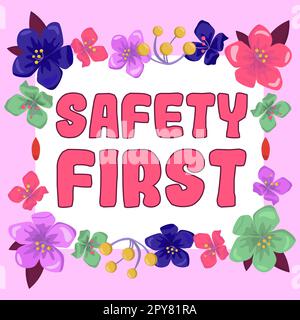 Scrittura visualizzazione del testo sicurezza prima. Concetto di business evitare qualsiasi rischio inutile vivere in modo sicuro prestare attenzione Foto Stock