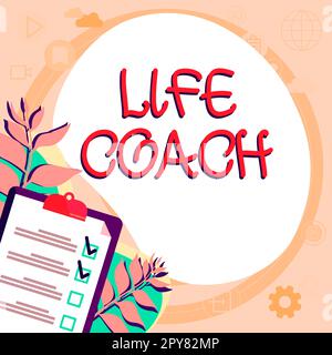 Scrittura a mano testo Life Coach. Foto concettuale Una persona che consiglia ai clienti come risolvere i loro problemi o obiettivi Foto Stock