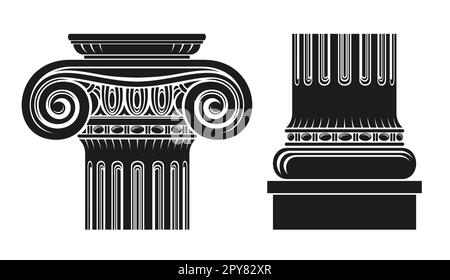 Capitale di una cattedrale medievale colonna ionica Illustrazione Vettoriale