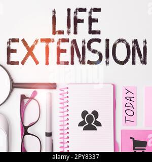 Testo che mostra Inspiration Life Extension. Vetrina aziendale in grado di continuare a lavorare più a lungo rispetto ad altri dello stesso tipo Foto Stock