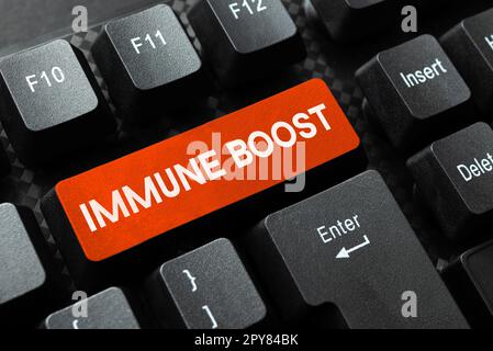 Visualizzazione concettuale immune Boost. Vetrina di business essere in grado di resistere a una particolare malattia che impedisce lo sviluppo di agenti patogeni Foto Stock