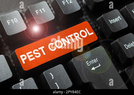 Testo che mostra Inspiration Pest Control. Panoramica aziendale uccisione di insetti distruttivi che attacca raccolti e bestiame Foto Stock