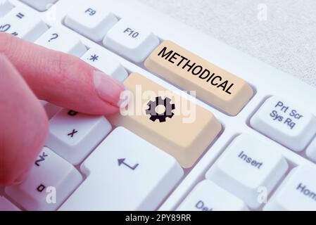 Scrittura a mano segno metodico. Vetrina aziendale sistema di metodi utilizzati in uno studio o attività passi da seguire Foto Stock