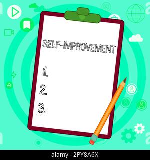 Didascalia di testo che presenta il miglioramento automatico. Parola scritta sul processo di rendersi un migliore o più knowledgable Foto Stock