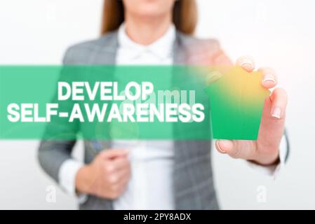 Didascalia concettuale sviluppare consapevolezza di sé. Panoramica aziendale migliorare la realizzazione della propria personalità Foto Stock