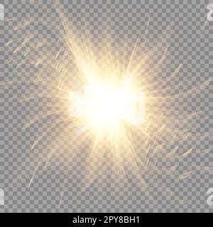 Effetto luce luminescente. Star Burst con sparkles. Illustrazione del vettore Sun. Illustrazione Vettoriale