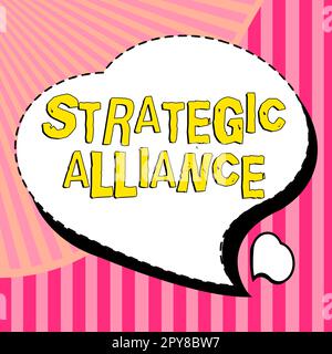 Cartello con su scritto Alleanza strategica. Parola scritta su un legame tra stati, partiti, individui sul raggiungimento degli obiettivi Foto Stock
