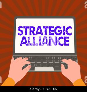 Presentazione concettuale Alleanza strategica. Approccio aziendale un legame tra stati, partiti, individui sul raggiungimento degli obiettivi Foto Stock