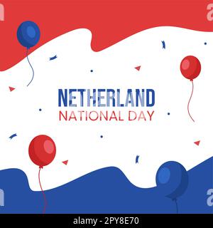 Happy Netherlands National Day Social Media background Illustrazione Cartoon modelli disegnati a mano Foto Stock