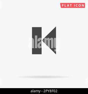 Freccia indietro pulsante di controllo del lettore multimediale. Semplice simbolo nero piatto con ombra su sfondo bianco. Pittogramma di illustrazione vettoriale Foto Stock