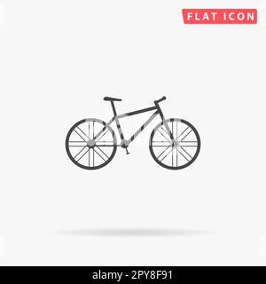 Bicicletta. Semplice simbolo nero piatto con ombra su sfondo bianco. Pittogramma di illustrazione vettoriale Foto Stock
